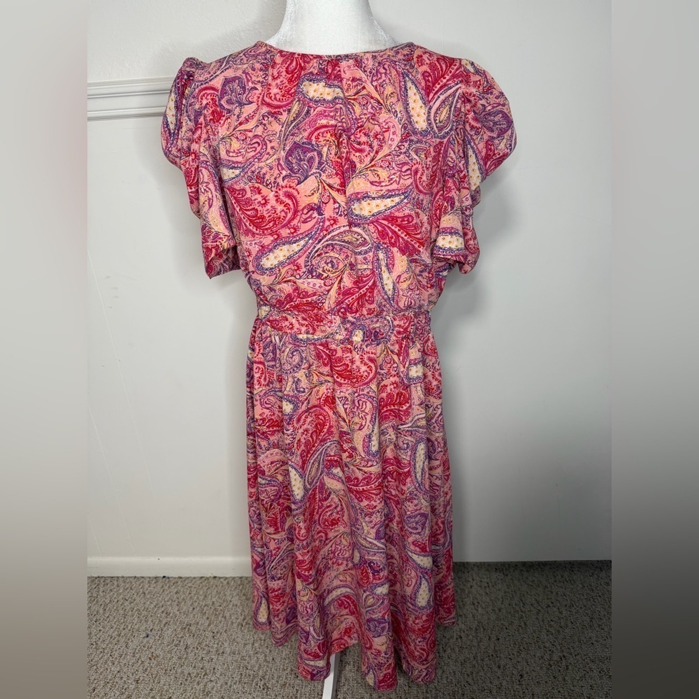 London Times  Paisley Midi Dress in Pink size 16 - Picture 4 of 10